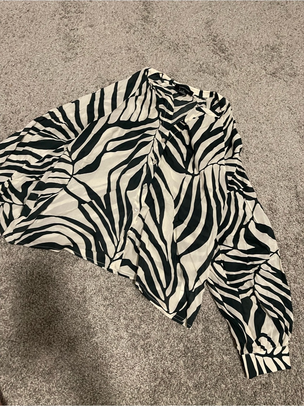 Sanctuary Black & White Zebra Print Button-Front Blouse